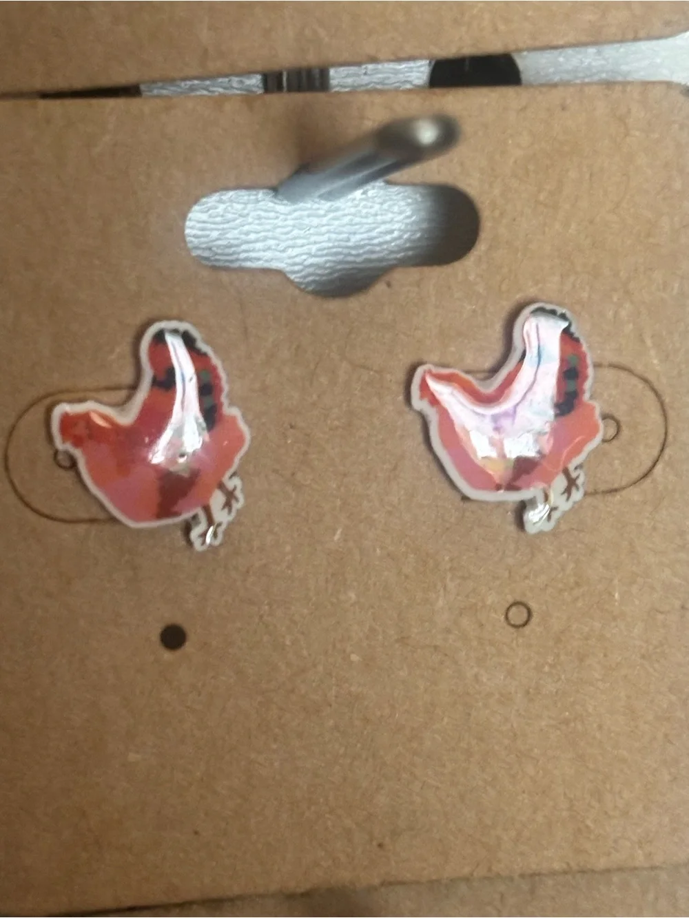 Cute Red Chicken Bird Stud Earrings for Pets Lovers